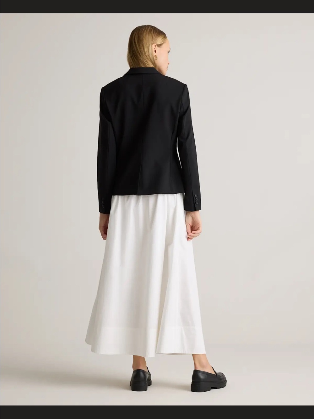 Quince 100% Organic Cotton White Poplin Maxi Skirt with Elastic Waist - Picture 4 of 6